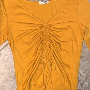 Yellow Ruched Crop Top